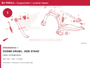 Honda ADV Orijinal Düğme Grubu., Side Stand 35700K0JN01 (2024) — STAND (Türkiye)