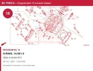 Honda CB Orijinal O-ring, 14.8X1.9 91301KV7671 (2025) — / CULASSE (Türkiye)
