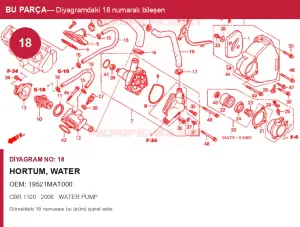 Honda CBR Orijinal Hortum, Water 19521MAT000 (2006) — WATER PUMP (Türkiye)