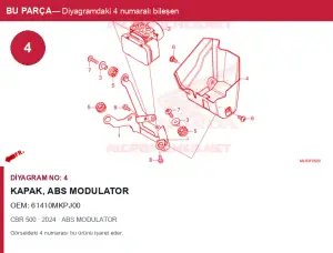 Honda CBR Orijinal Kapak, Abs MODULATOR 61410MKPJ00 (2024) — ABS MODULATOR (Türkiye)