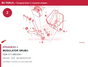 Honda CBR Orijinal MODULATOR Grubu. 57110MLRD01 (2024) — ABS MODULATOR (Türkiye)