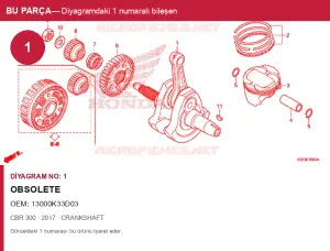 Honda CBR Orijinal OBSOLETE 13000K33D03 (2017) — CRANKSHAFT (Türkiye)