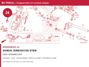 Honda CBR Orijinal Somun, Direksiyon Stem 90304MEED00 (2024) — HANDLEBAR / TRIPLE CLAMP / STEERING STEM (Türkiye)