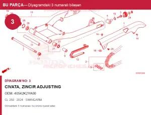 Honda CL Orijinal Civata, Zincir ADJUSTING 40542K2YA00 (2024) — SWINGARM (Türkiye)