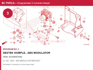 Honda CL Orijinal Destek Komple., Abs MODULATOR 50345K87A80 (2024) — ABS MODULATOR BRACKET (Türkiye)