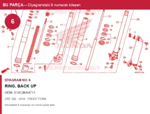 Honda CRF Orijinal Ring, Back Up 51412KA4711 (2019) — FRONT FORK (Türkiye)