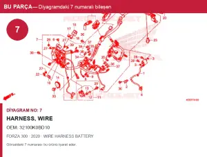 Honda FORZA Orijinal HARNESS, Wire 32100K0BD10 (2020) — WIRE HARNESS BATTERY (Türkiye)