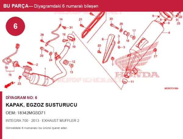 Honda INTEGRA Orijinal Kapak, Egzoz susturucu 18342MGSD71 (2013) — EXHAUST MUFFLER 2 (Türkiye)