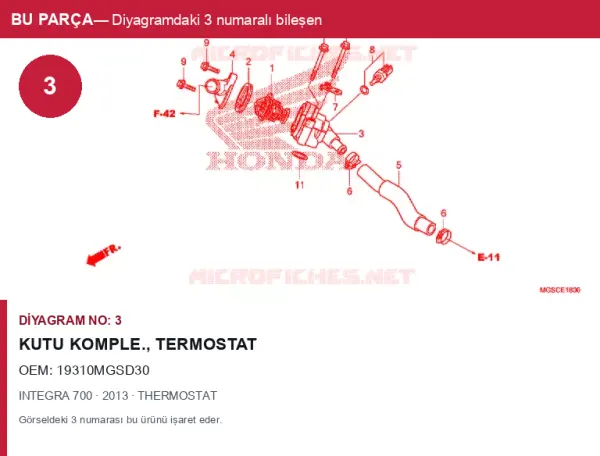 Honda INTEGRA Orijinal Kutu Komple., Termostat 19310MGSD30 (2013) — THERMOSTAT (Türkiye)