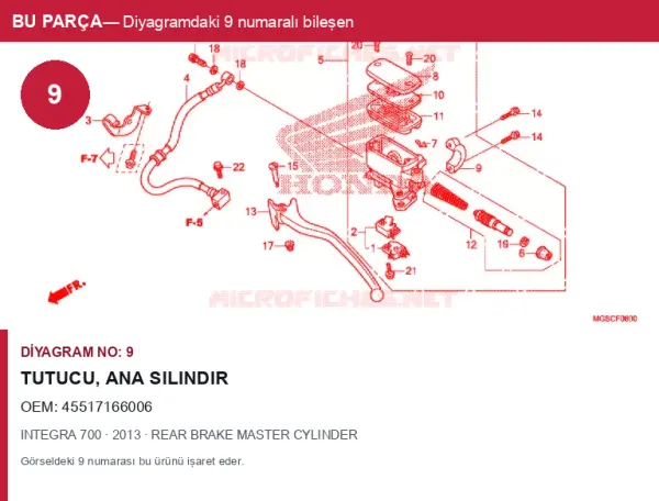 Honda INTEGRA Orijinal Tutucu, Ana Silindir 45517166006 (2013) — REAR BRAKE MASTER CYLINDER (Türkiye)
