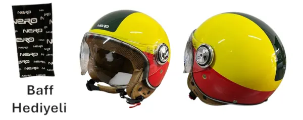 Nero Kask Çenesiz Sari - Kirmizi - Yeşil Takım-06 — KASK (Türkiye)