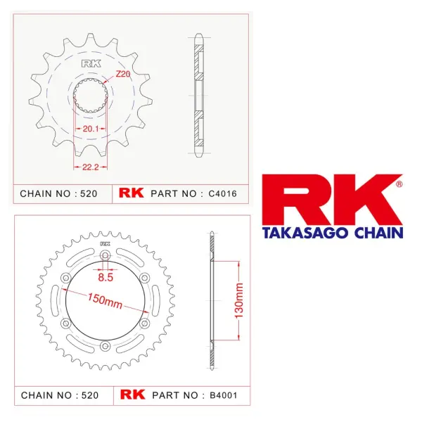 RK Ön Arka Dişli Yamaha YZ 250 F 05