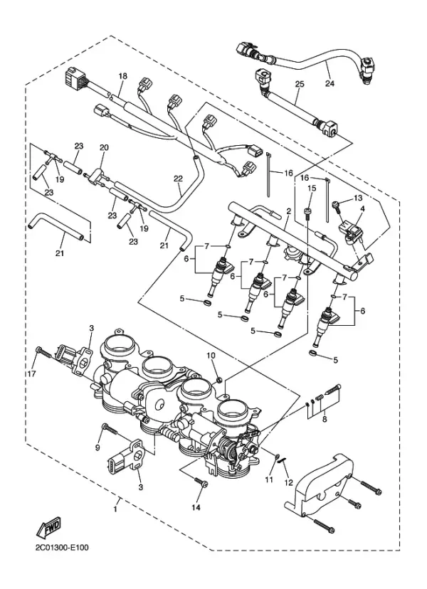 Yamaha R6 Orijinal Boru Inlet Grubu 2C0-13930-00 (2006-2007) — Intake 2 (Türkiye)