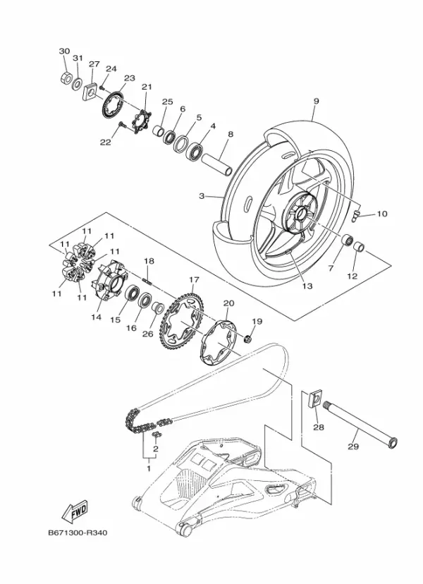 Yamaha MT-10 Orijinal Arka jant B60-25338-00-98 (2016-2017) — MT-10 (Türkiye)