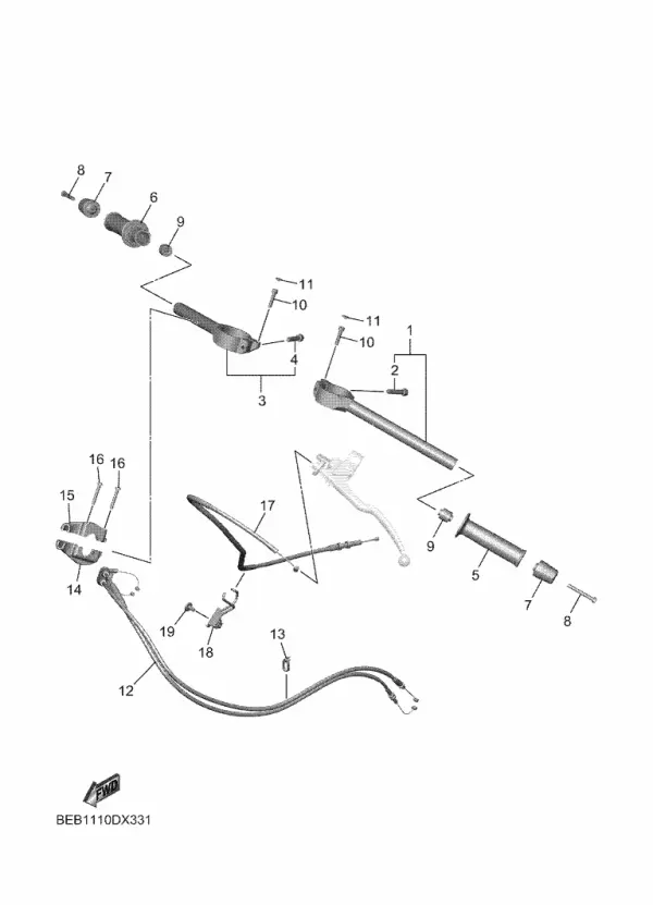 Yamaha R7 Orijinal Gidon (Sağ) BEB-W261C-01 (2022-2024) — Steering Handle & Cable (Türkiye)
