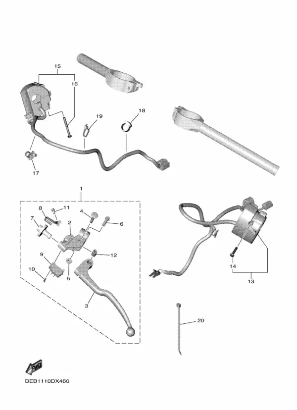 Yamaha R7 Orijinal Düğme, Gidon 5 BEB-83969-00 (2022-2024) — Handle Switch & Lever (Türkiye)