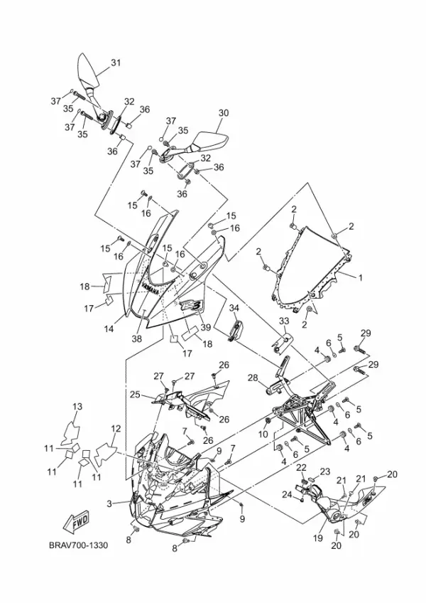 Yamaha R3 Orijinal Grafik 1 BRA-F8391-70 (2026) — Windshield (Türkiye)
